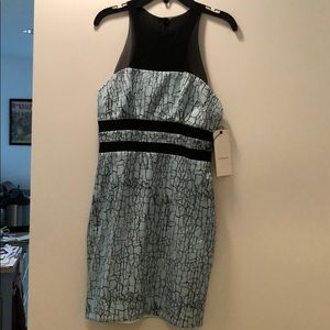 NWT: Bec & Bridge blue & black Opulent Panel Dress